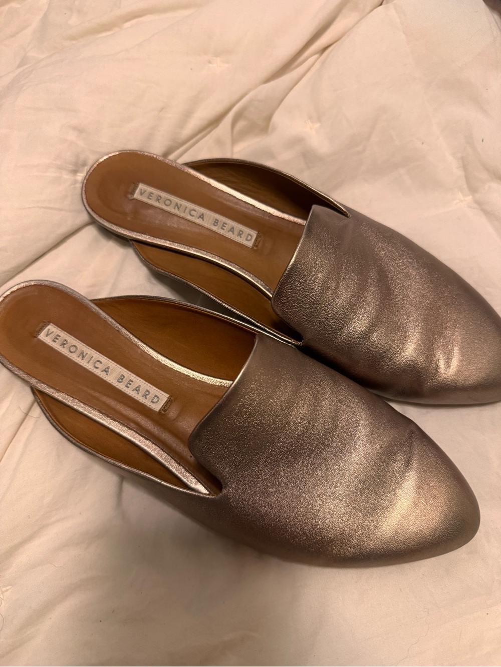 Veronica Beard Metallic Rose Gold Slip-On Flats